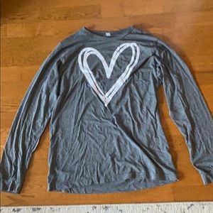 Grey heart cotton long sleeve shirt